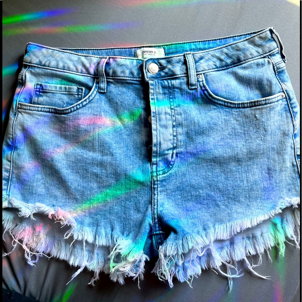 High Waisted acid washed Jean Shorts